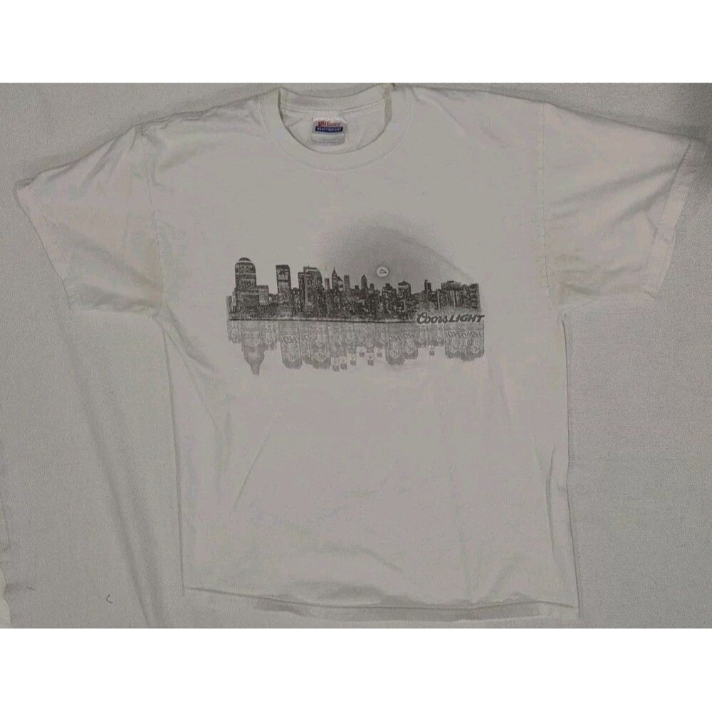 Coors Light TShirt White Beer Logo Mens Drinking Y2K Hanes Adult Size Large